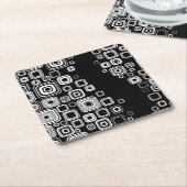 Retro zwarte en witte vierkantjes kartonnen onderzetters (Schuin)