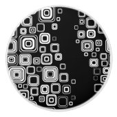 Retro zwarte en witte vierkantjes keramische knop (Voorkant)