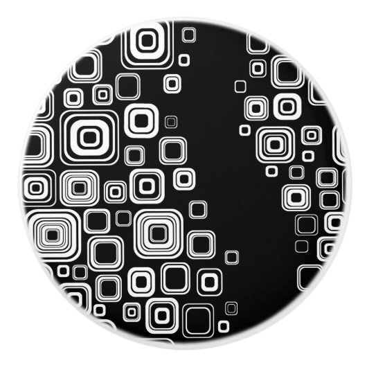 Retro zwarte en witte vierkantjes keramische knop (Voorkant)