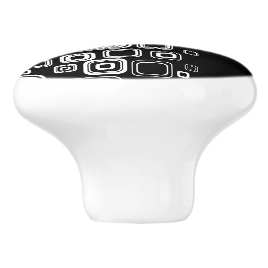 Retro zwarte en witte vierkantjes keramische knop (Zijkant)