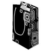 Retro zwarte en witte vierkantjes klein cadeauzakje (Voorkant Gekanteld)