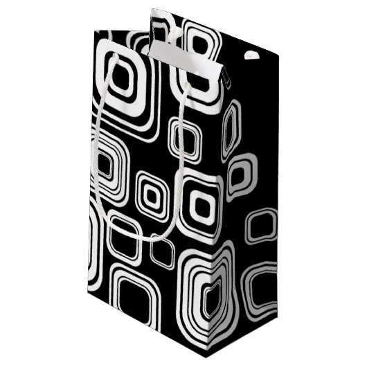 Retro zwarte en witte vierkantjes klein cadeauzakje (Achterkant Gekanteld)