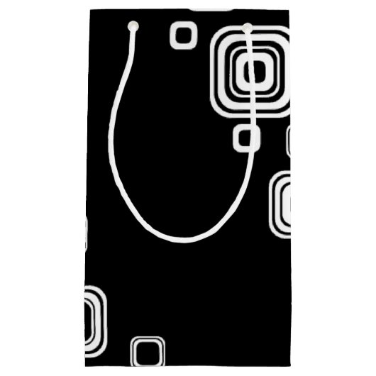 Retro zwarte en witte vierkantjes klein cadeauzakje (Voorkant)