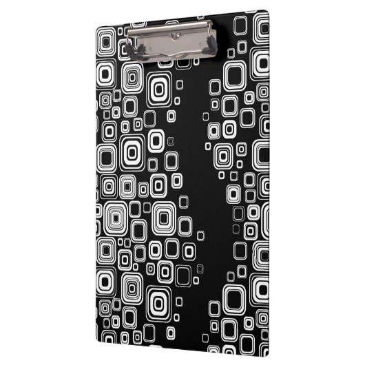 Retro zwarte en witte vierkantjes klembord (Links)