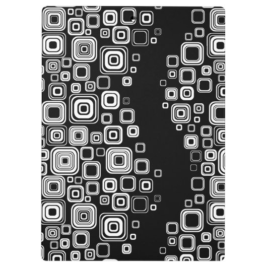 Retro zwarte en witte vierkantjes klembord (Achterkant)