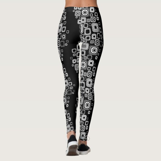 Retro zwarte en witte vierkantjes leggings (Achterkant)