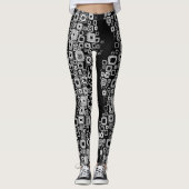Retro zwarte en witte vierkantjes leggings (Voorkant)