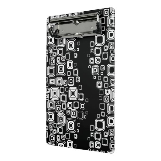 Retro zwarte en witte vierkantjes mini klembord (Angled2)