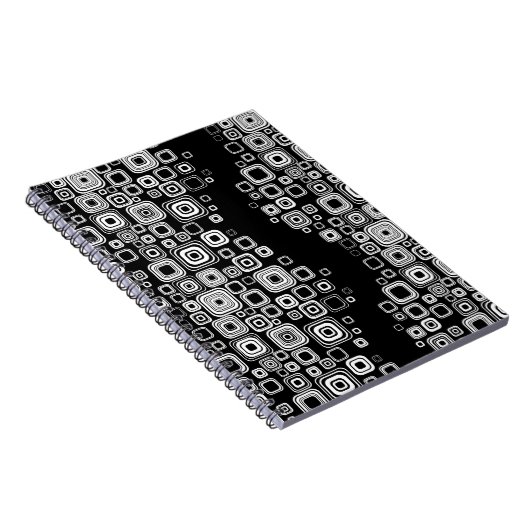 Retro zwarte en witte vierkantjes notitieboek (Rechterzijde)