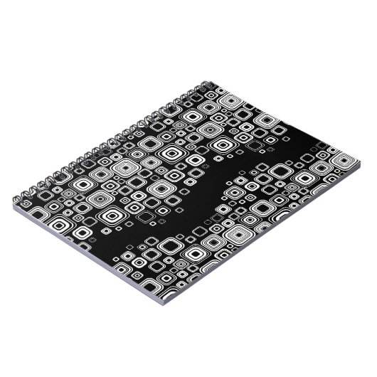 Retro zwarte en witte vierkantjes notitieboek (Linkerzijde)