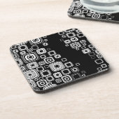 Retro zwarte en witte vierkantjes onderzetter (Linkerzijde)