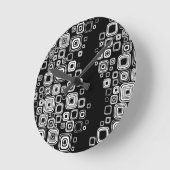 Retro zwarte en witte vierkantjes ronde klok (Hoek)