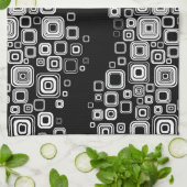 Retro zwarte en witte vierkantjes theedoek (Gevouwen)