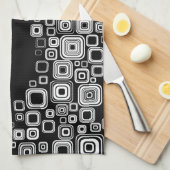 Retro zwarte en witte vierkantjes theedoek (Quarter Fold)