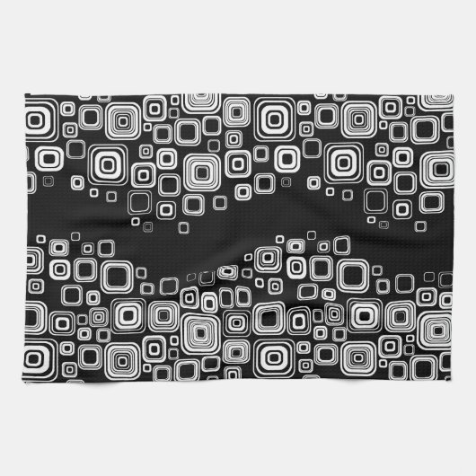 Retro zwarte en witte vierkantjes theedoek (Horizontaal)