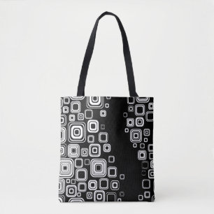 Retro zwarte en witte vierkantjes tote bag