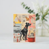 Retro zwarte hond Collage Briefkaart (Staand voorkant)