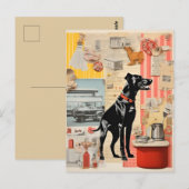 Retro zwarte hond Collage Briefkaart (Voorkant / Achterkant)