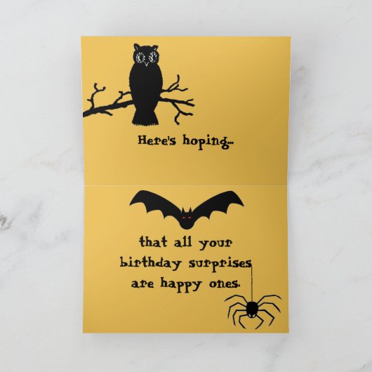 Retro Zwarte Kaart van de Verjaardag van Halloween (Binnen)