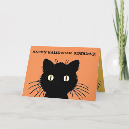 Retro Zwarte Kaart van de Verjaardag van Halloween