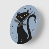 Retro Zwarte Kat blauw Ronde Klok (Hoek)