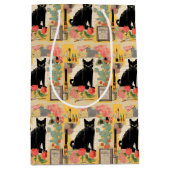 Retro zwarte kat collage medium cadeauzakje (Voorkant)
