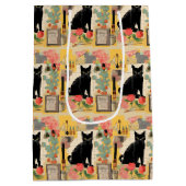 Retro zwarte kat collage medium cadeauzakje (Achterkant)