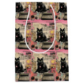 Retro zwarte kat collage medium cadeauzakje (Voorkant)
