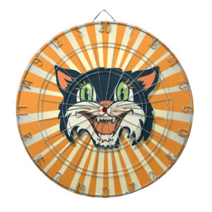 Retro  zwarte kat dart board dartbord