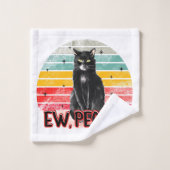 Retro Zwarte Kat Ew Mensen Bad Handdoek (Wasdoekje)
