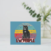 Retro  Zwarte Kat Ew Mensen Briefkaart (Staand voorkant)