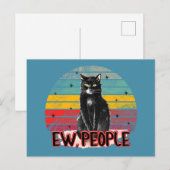 Retro  Zwarte Kat Ew Mensen Briefkaart (Voorkant / Achterkant)