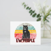 Retro Zwarte Kat Ew Mensen Briefkaart (Staand voorkant)