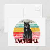 Retro Zwarte Kat Ew Mensen Briefkaart (Voorkant / Achterkant)