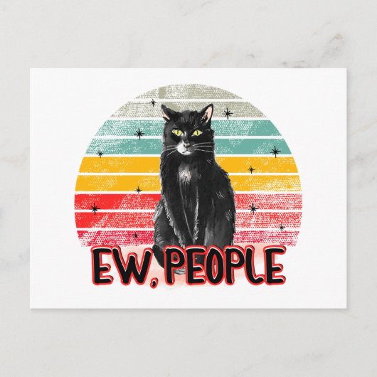 Retro Zwarte Kat Ew Mensen Briefkaart (Voorkant)