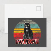 Retro  Zwarte Kat Ew Mensen Briefkaart (Voorkant / Achterkant)