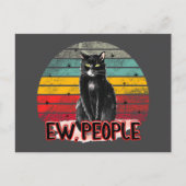 Retro  Zwarte Kat Ew Mensen Briefkaart (Voorkant)