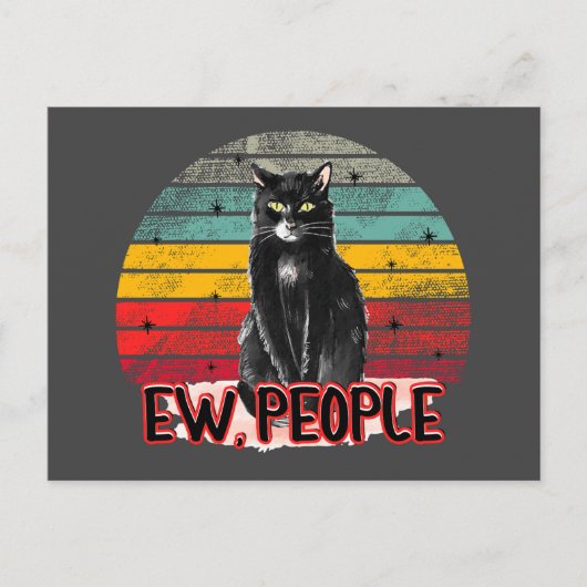 Retro  Zwarte Kat Ew Mensen Briefkaart (Voorkant)