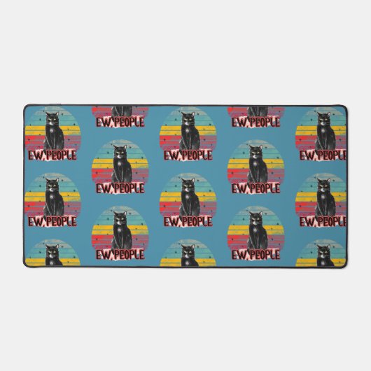 Retro  Zwarte Kat Ew Mensen Bureaumat (Voorkant)