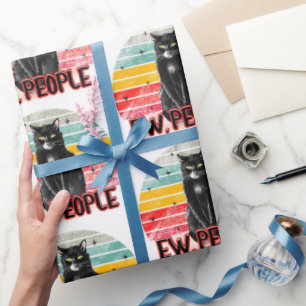 Retro  Zwarte Kat Ew Mensen Cadeaupapier