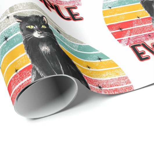 Retro  Zwarte Kat Ew Mensen Cadeaupapier (Rol Hoek)