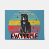 Retro Zwarte Kat Ew Mensen Deurmat (Voorkant)