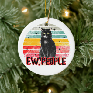 Retro Zwarte Kat Ew Mensen Keramisch Ornament