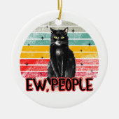 Retro Zwarte Kat Ew Mensen Keramisch Ornament (Voorkant)
