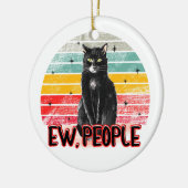 Retro Zwarte Kat Ew Mensen Keramisch Ornament (Links)