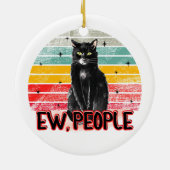 Retro Zwarte Kat Ew Mensen Keramisch Ornament (Achterkant)