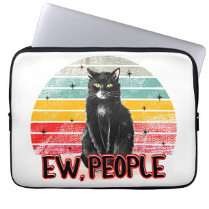 Retro  Zwarte Kat Ew Mensen Laptop Sleeve