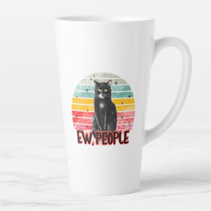 Retro Zwarte Kat Ew Mensen Latte Mok