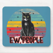 Retro  Zwarte Kat Ew Mensen Muismat (Voorkant)