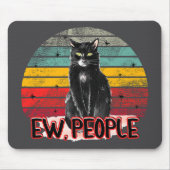 Retro Zwarte Kat Ew Mensen Muismat (Voorkant)